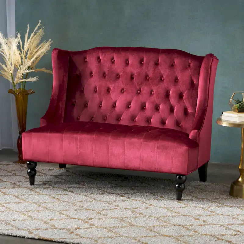Christopher Knight Home Leora Contemporary Glam Tufted Velvet Wingback Loveseat - image 18