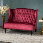Christopher Knight Home Leora Contemporary Glam Tufted Velvet Wingback Loveseat - image 18