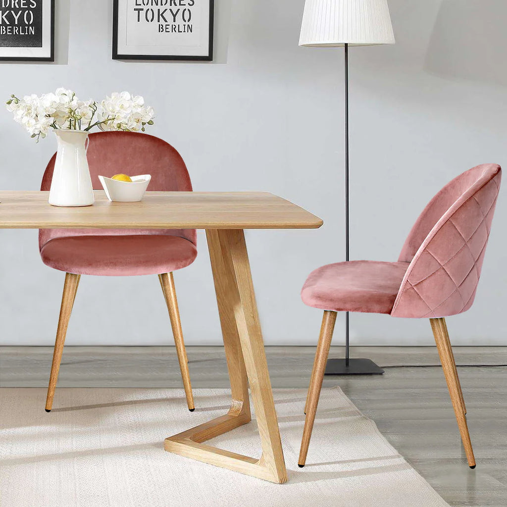 Homy Casa Velvet Upholstered Dining Chairs Set of 2 with Backrest for Kitchen, Rose - image 4