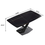 63-Inch Contemporary Dining Table with Slate Stone Surface and Metal Legs, Marble Finish - image 36