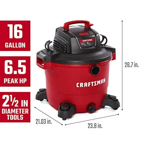 16 Gallon 6.5 Peak HP Wet/Dry Vac, Heavy-Duty Shop Vacuum - image 6