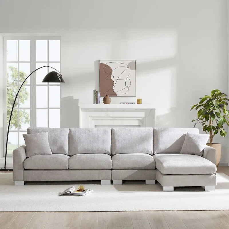 Spacious L-Shaped Chenille Sectional Sofa with Chaise Lounge for Living Room, Apartment, or Office - image 4
