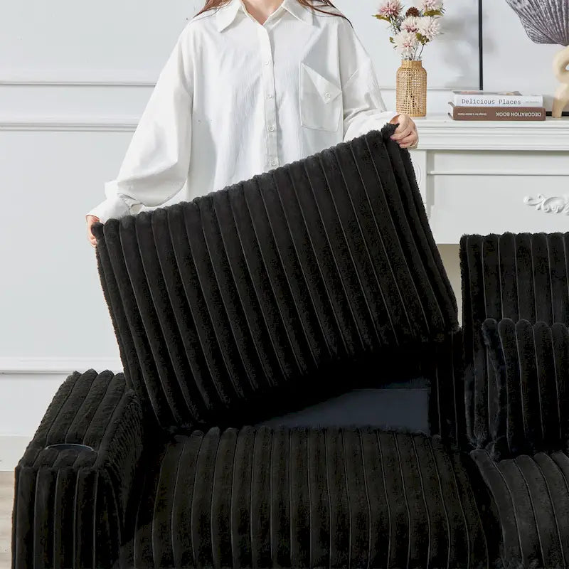 126W Large L-Shaped Corduroy Sofa with USB Charging Port - image 11