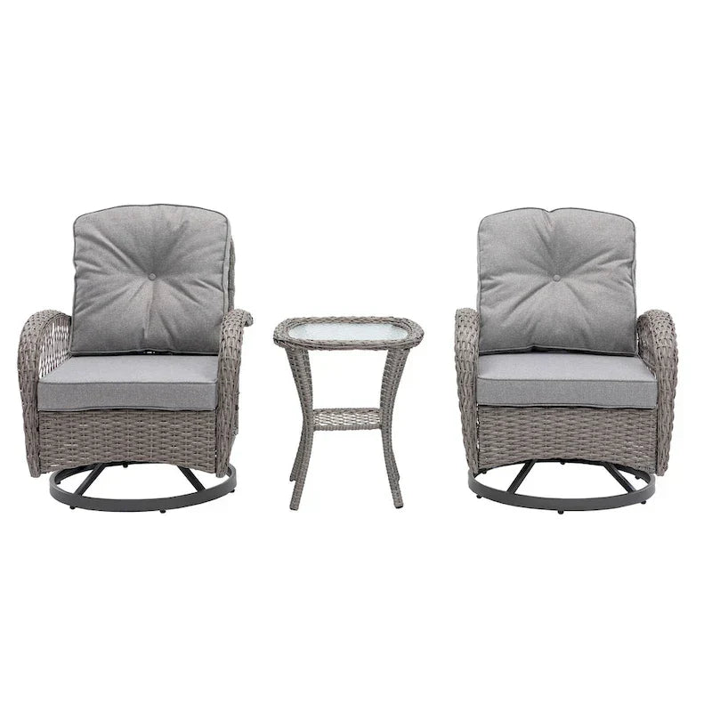 3 Pieces Outdoor Swivel Rocker Patio Chairs, 360 Degree Rocking Patio Conversation Set - image 16