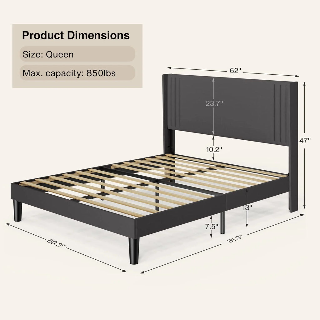 Bedroom Furniture Set - Includes Queen Bed Frame, Nightstands Set of 2, 5 - Drawer Dresser & Double Wide 6 - Drawer Dresser - Modern Storage Solution for Stylish Home Decor, Black - image 5