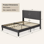 Bedroom Furniture Set - Includes Queen Bed Frame, Nightstands Set of 2, 5 - Drawer Dresser & Double Wide 6 - Drawer Dresser - Modern Storage Solution for Stylish Home Decor, Black - image 5