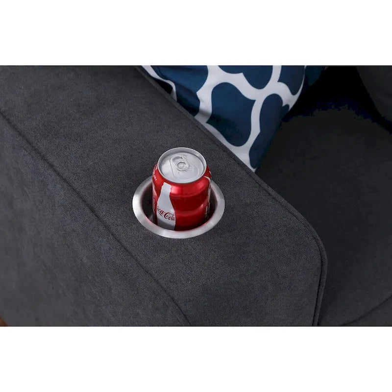Modular Sectional Sofa with Ottoman Cupholders and Throw Pillows - image 6
