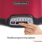 Hamilton Beach Stay or Go Programmable Slow Cooker with Party Dipper, 7 Quart Capacity, Removable Crock, Red, 33478 - image 4