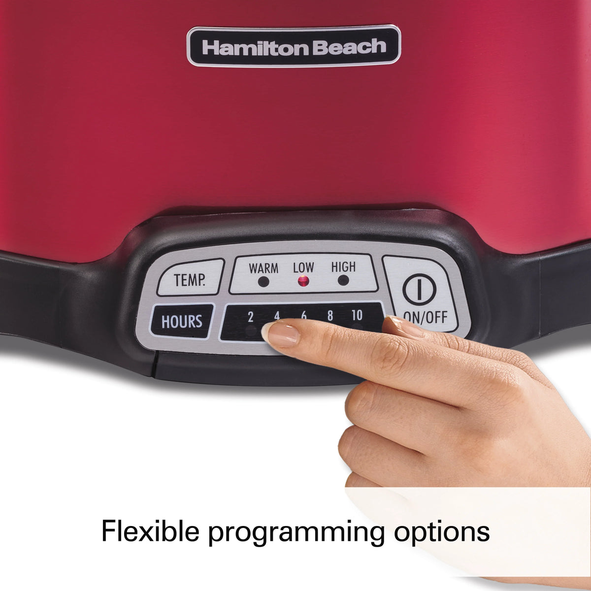 Hamilton Beach Stay or Go Programmable Slow Cooker with Party Dipper, 7 Quart Capacity, Removable Crock, Red, 33478 - image 4