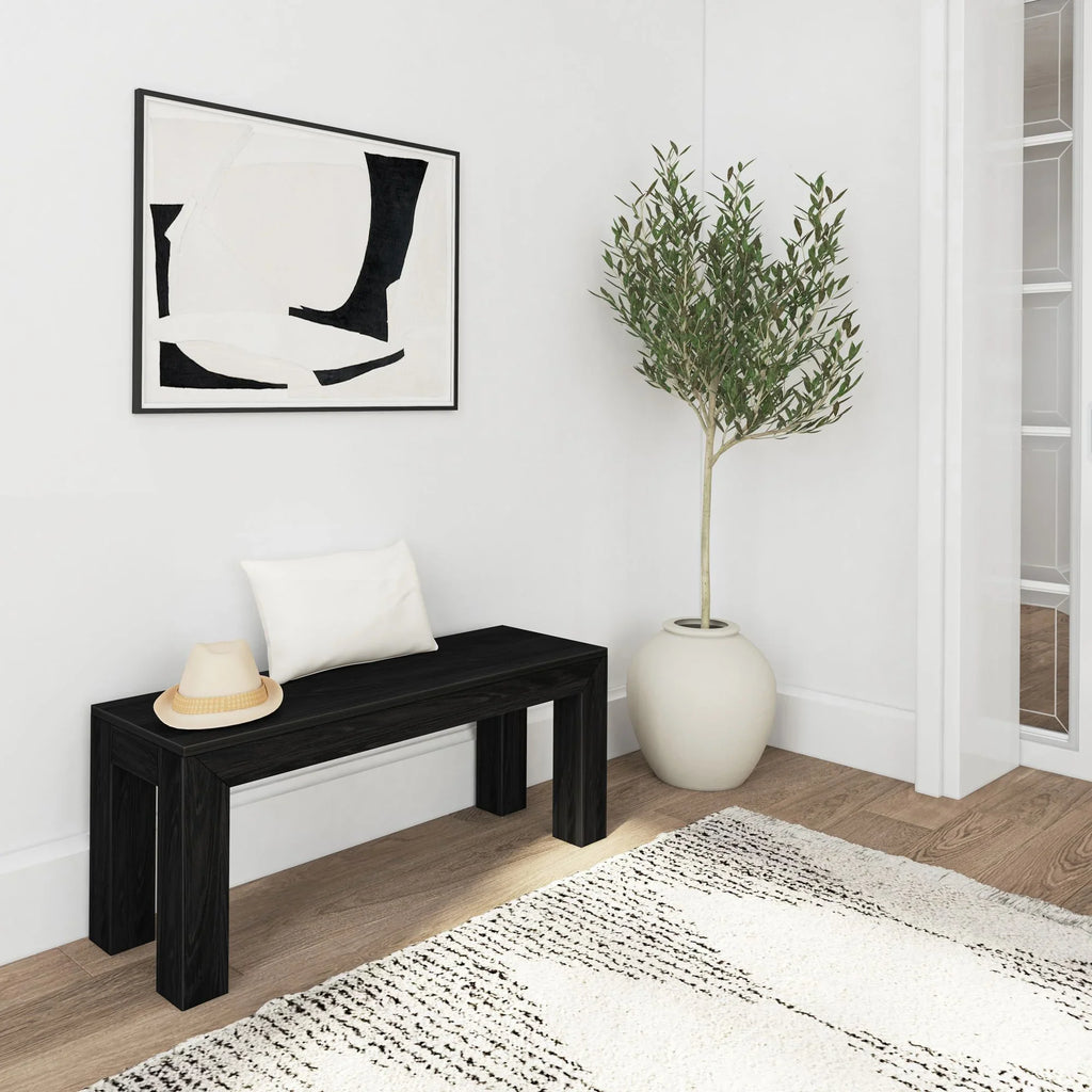 Plank+Beam Modern Dining Bench, Solid Wood Bench for Dining Table, 49", Blonde Wirebrush - image 20