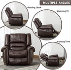 CANMOV Leather Recliner Chair, Classic and Traditional Manual Recliner Chair with Comfortable Arms and Back Single Sofa for Living Room, Nut Brown - image 14