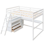Gray Full-Size Loft Bed with Desk, Shelves, and Two Built-In Drawers - image 3