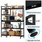 43-Inch Kitchen Bakers Rack with Microwave Stand - 5-Tier Utility Storage Shelf and 10 Hooks for Kitchen and Living Room - image 15