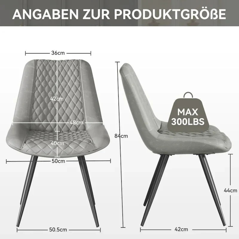 Set of 2 Leather Dining Chairs with Metal Legs - image 5