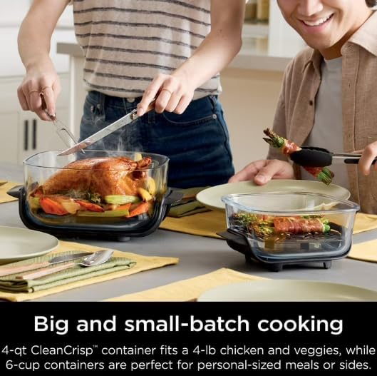 Ninja Crispi 5 in 1 Portable Glass Air Fryer Cooking System Small and large batch containers - image 5