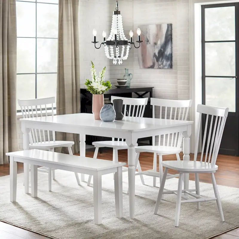 Set of 2 Spindle Back Dining Chairs Solid Rubberwood Farmhouse Style - image 19