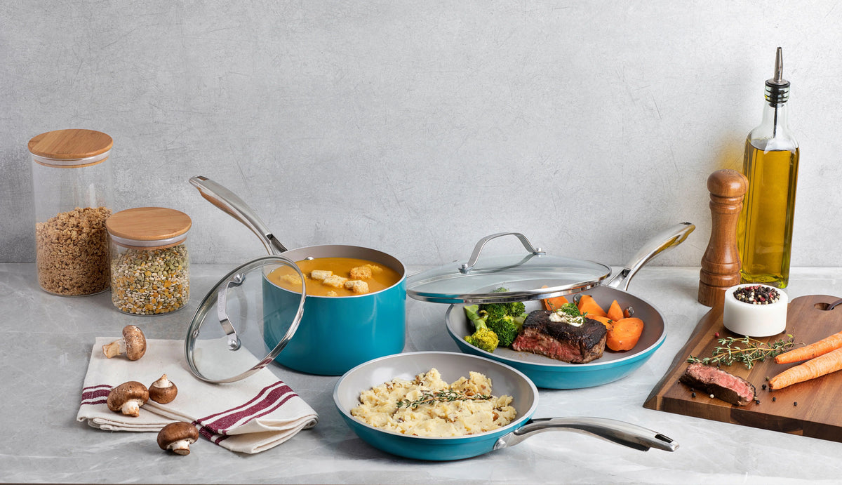 Gotham Steel Nonstick Pots and Pans 20 Piece Kitchen Ceramic Cookware Set Bakeware Cooking Frying Skillet Sauce Pan Aqua Blue - image 9