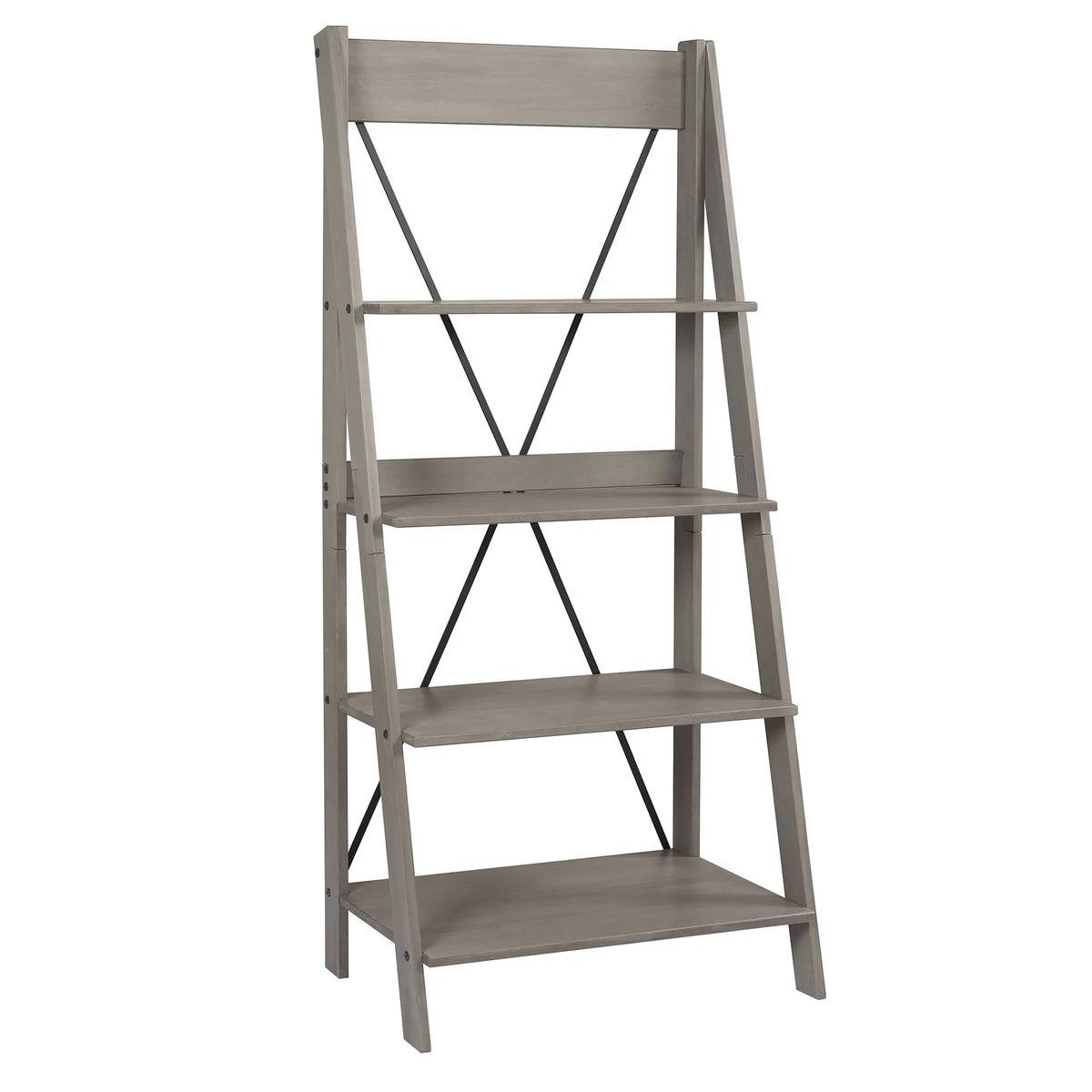 Walker Edison Solid Wood 4-Shelf Ladder Bookshelf, Brown - image 23