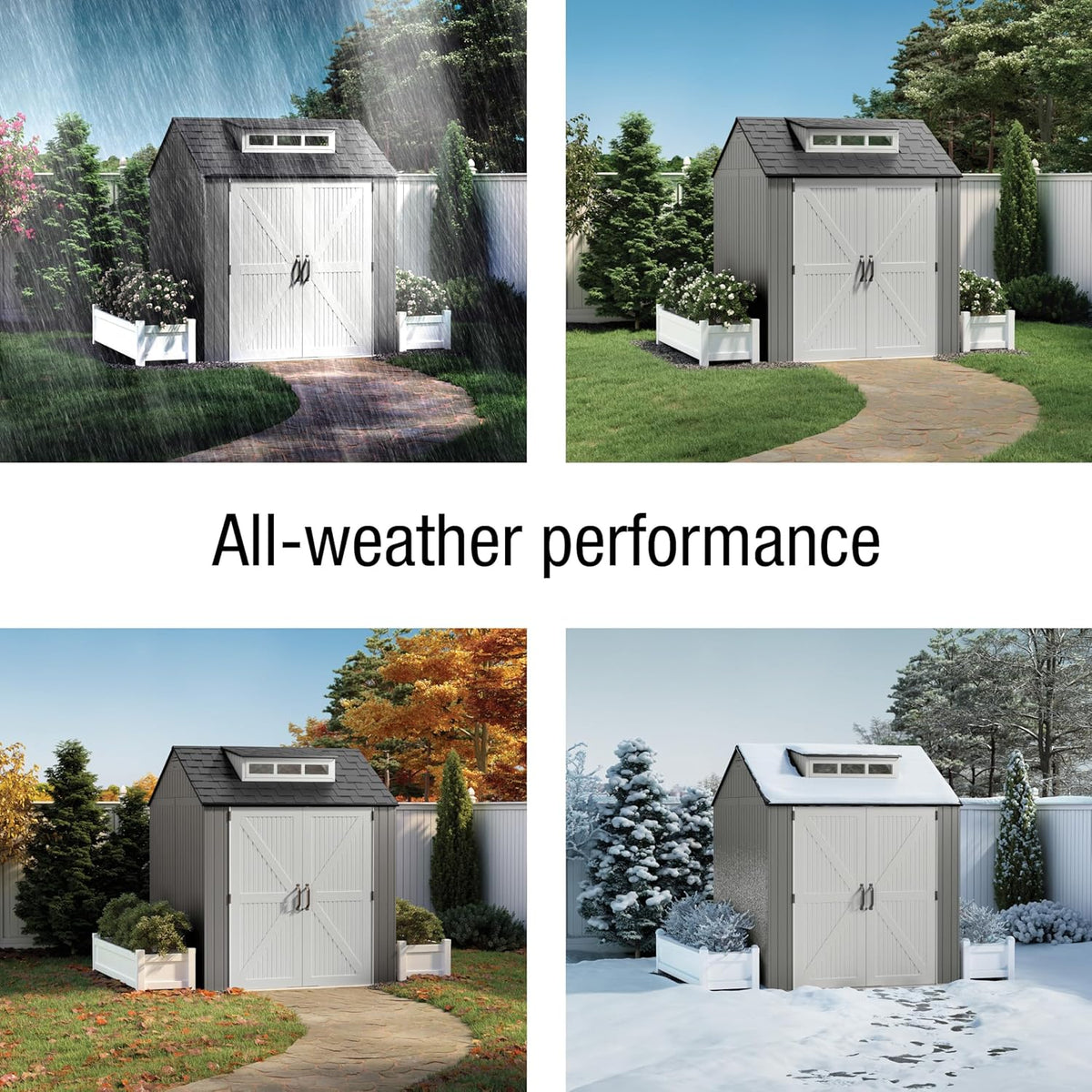 Rubbermaid Resin Outdoor Storage Shed With Floor Weather Resistant Gray Organization for Home - image 31