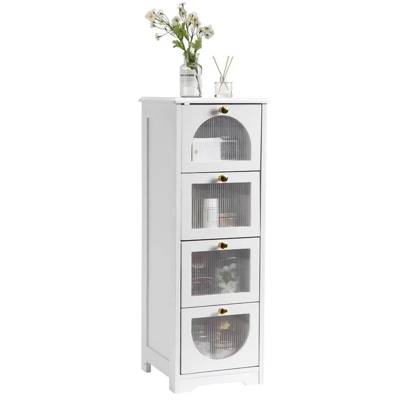Compact Wooden Bathroom Floor Cabinet with 4 Drawers for Storage - image 3
