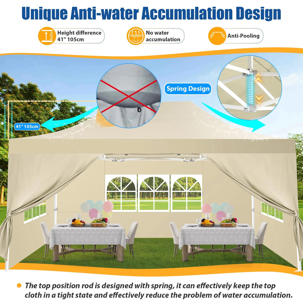 Hoteel 10x15 Heavy Duty Canopy Tent with 4 Sidewalls,Pop up Canopy for Parties Wedding,Commercial Easy up Gazebo with Roller Bag,UV 50+ &,Black - image 57