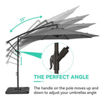 JUSTLET 10ft Heavy Duty Patio Hanging Offset Cantilever Patio Umbrella W/ 4-Piece Base Included Included, Beige - image 59