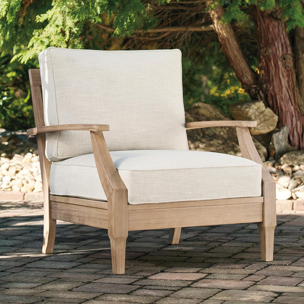 Signature Design by Ashley Clare View Coastal Outdoor Patio Eucalyptus Sofa with Cushions, Beige - image 29