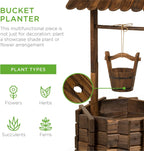 Best Choice Products Rustic Wooden Wishing Well Planter Outdoor Home Décor for Patio, Garden, Yard w/Hanging Bucket - image 3