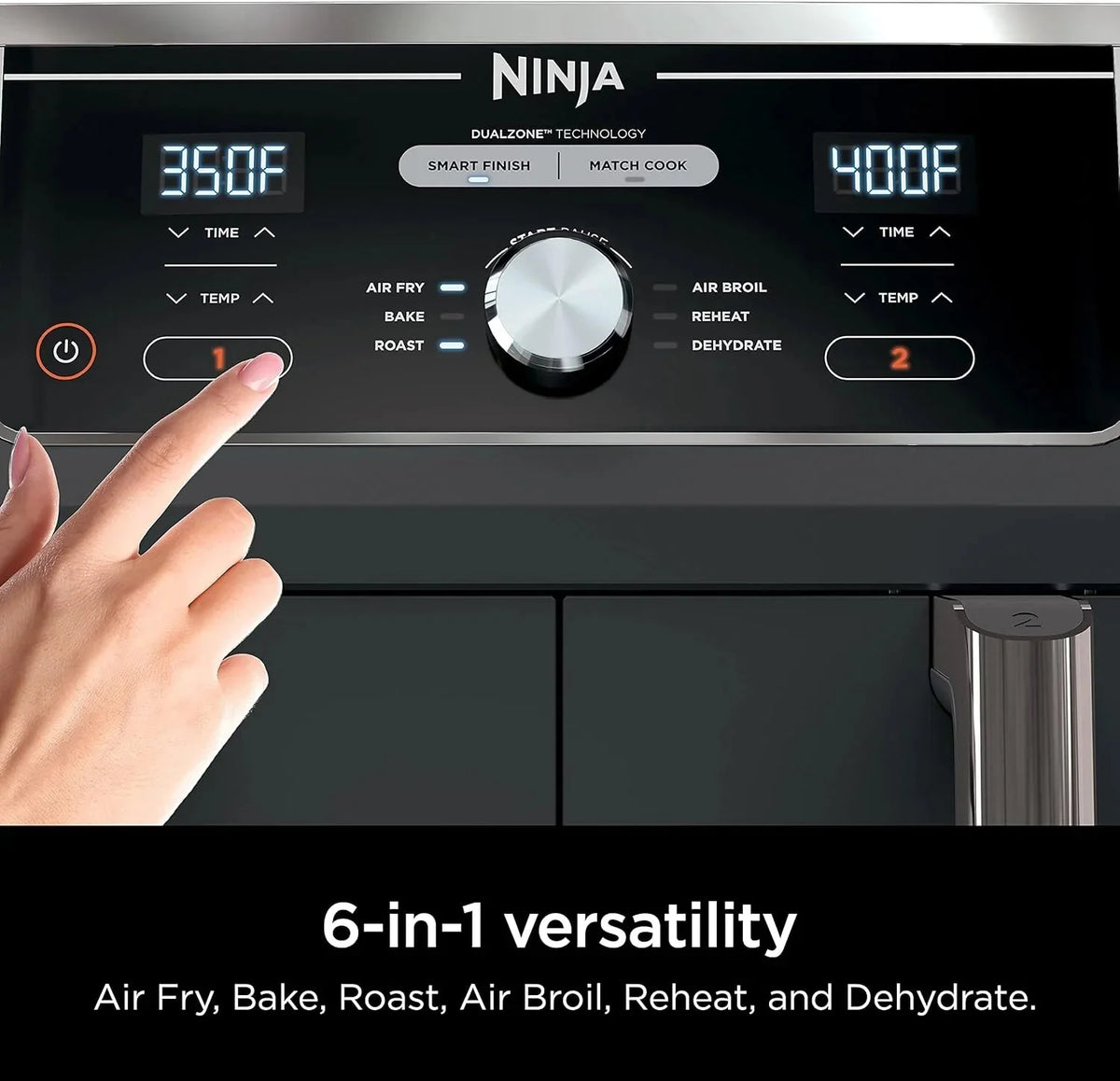 Ninja Foodi 10QT 6-in-1 DualZone Smart XL Air Fryer, 2 Independent 5QT Baskets, Smart Cook Thermometer, Match Cook, Smart Finish, Air Fry, Roast, Bake, Dehydrate, Reheat, Grey, DZ550 - image 24