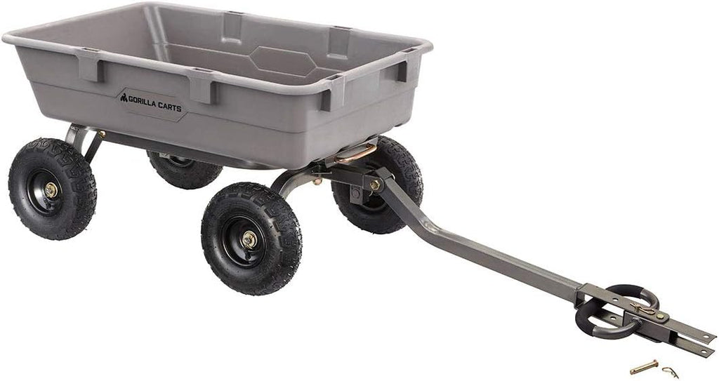 Heavy Duty Poly Utility Dump Wagon Garden Cart w/Pneumatic Tires, 6 Cu Ft - 1200 lb Capacity Outdoor Wheelbarrow for Yard, Landscaping & Gardening, Lawn Tractor or ATV Towable-Gorilla Carts - image 39