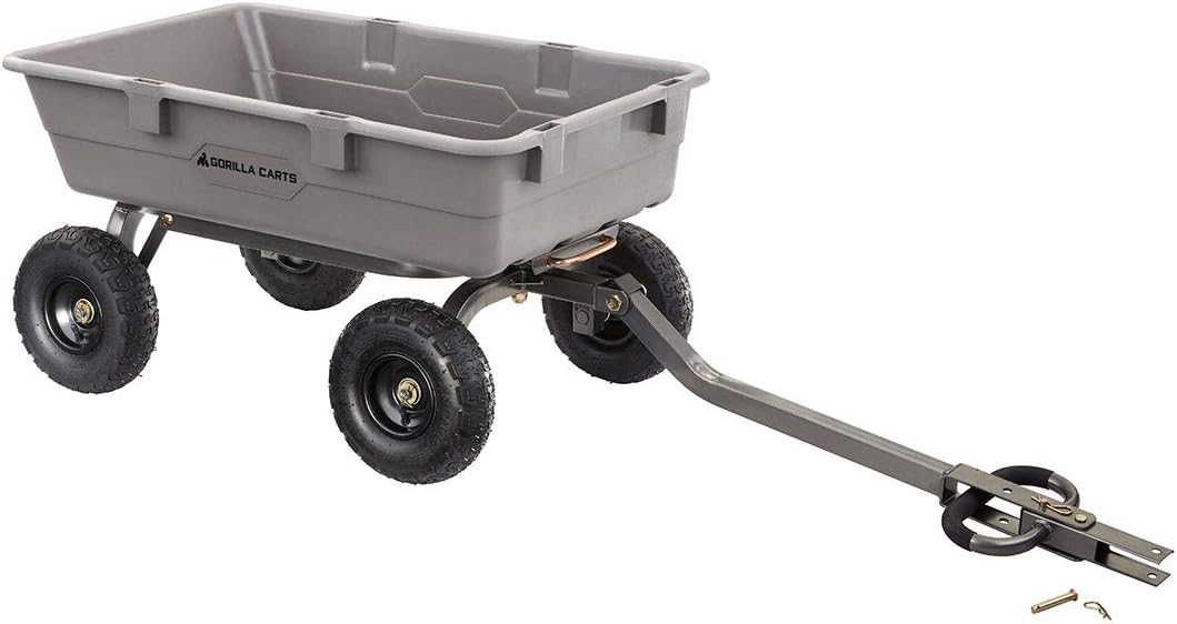 Heavy Duty Poly Utility Dump Wagon Garden Cart w/Pneumatic Tires, 6 Cu Ft - 1200 lb Capacity Outdoor Wheelbarrow for Yard, Landscaping & Gardening, Lawn Tractor or ATV Towable-Gorilla Carts - image 39