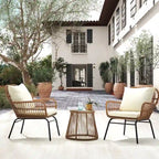 3-Piece Patio Conversation Bistro Set, Outdoor Rattan Furniture Set with Glass Table & 2 Wide Armchairs, Seat Cushions - image 15