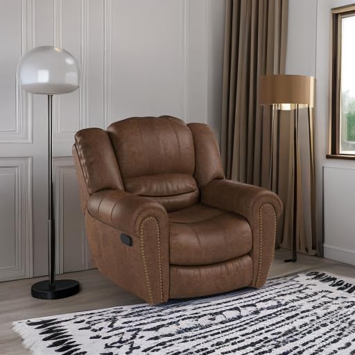 CANMOV Leather Recliner Chair, Classic and Traditional Manual Recliner Chair with Comfortable Arms and Back Single Sofa for Living Room, Nut Brown - image 50