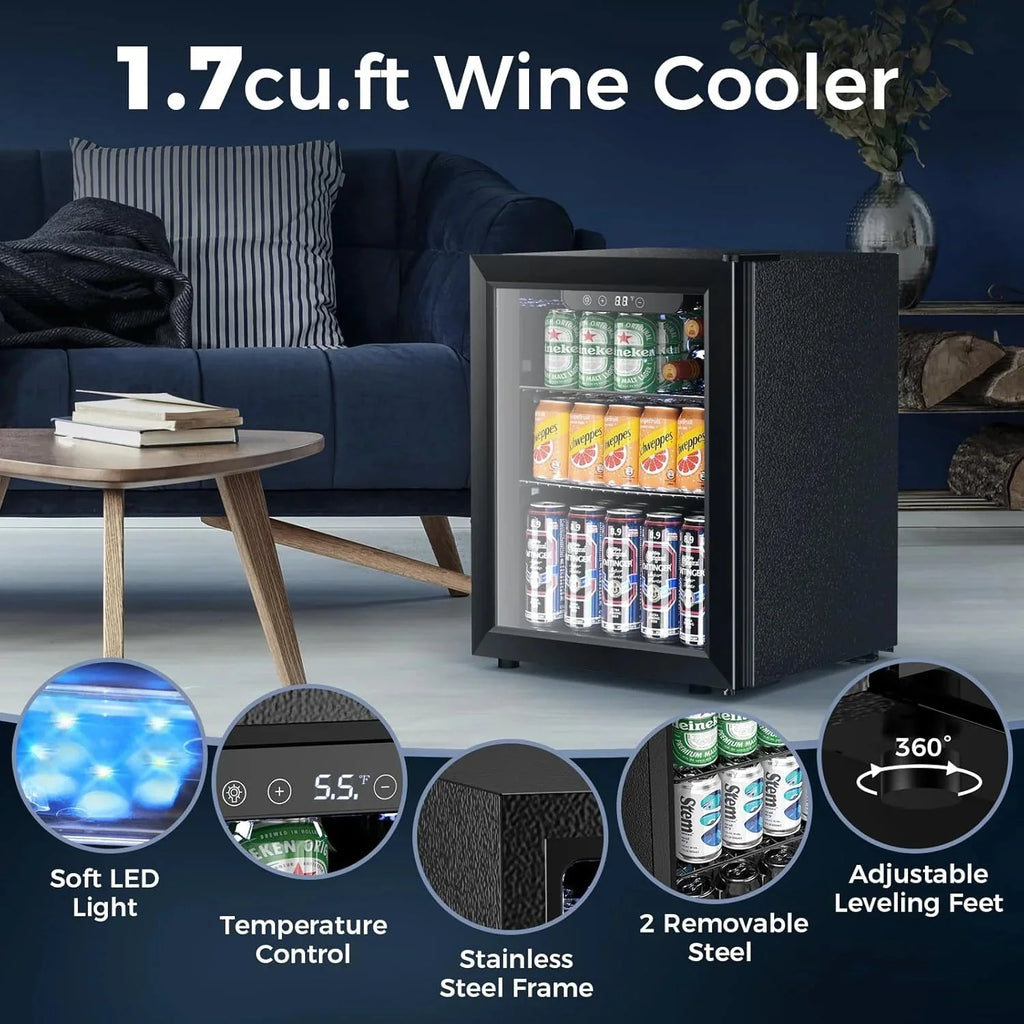 Mini Fridge 130 Can Beverage Refrigerator Cooler, 3.2 Cu.Ft Drink Fridge for Soda Wine Beer, Adjustable Temperature Control for Home Office, Black - image 45