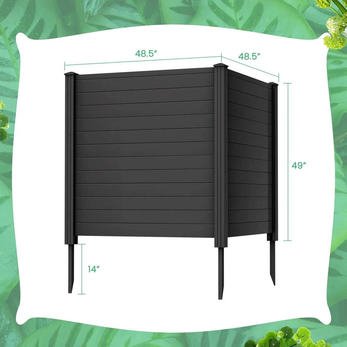 Gymax Outdoor PVC Privacy Panels 2 - Pack Picket Fence W/ 3 Cuspidal Foot Stakes Black - image 19