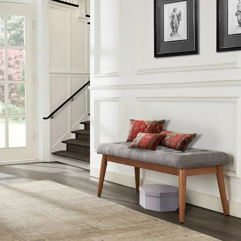 Crosley Landon Acorn Upholstered Bench - 43.25" W x 16" D x 16.88" H - image 1