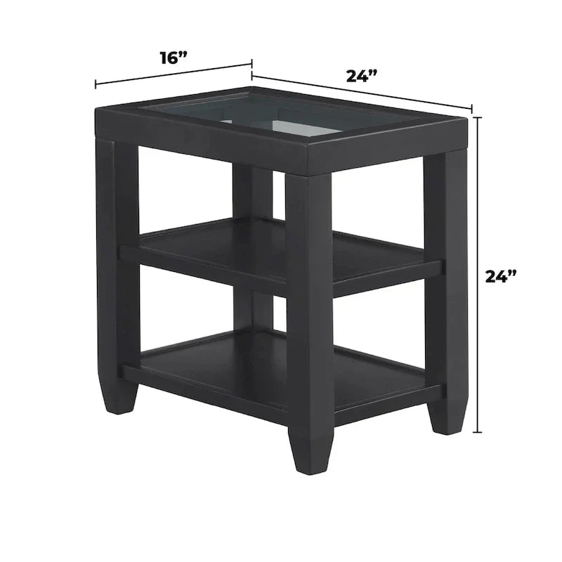 Cordero 16-Inch Wide Wood and Glass Top Chairside End Table with Shelf Storage - image 16