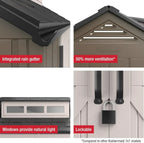 Rubbermaid Resin Outdoor Storage Shed With Floor Weather Resistant Gray Organization for Home - image 28