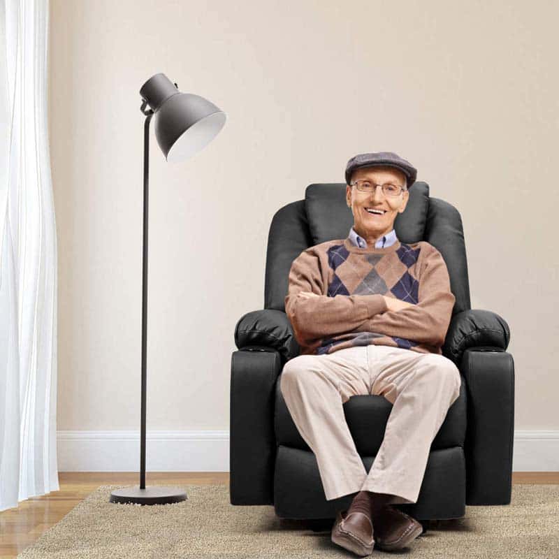 Electric Power Lift Recliner, Leather Massage Reclining Sofa, Elderly Lift Chair with Lumbar Heating & 8 Vibrating Nodes, Cup Holder, USB Port - image 18