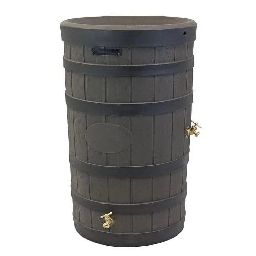 50-Gallon Outdoor Rain Barrel with Wood-Look Finish - image 1