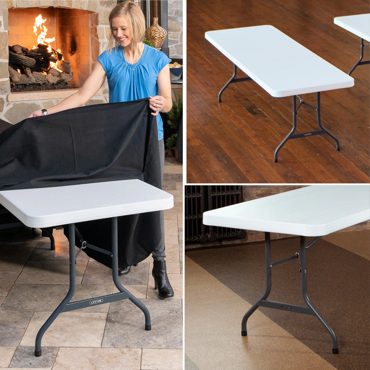 Lifetime Combo Set of (4) 8 - Foot Rectangle Folding Tables & (32) Chairs, Indoor/Outdoor Use, White (80147) - image 17