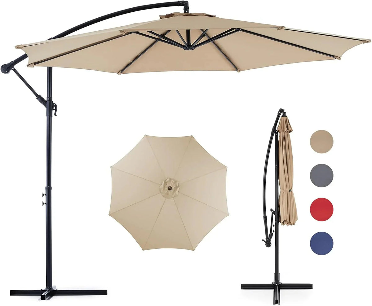 9.8FT Offset Patio Umbrella Hanging Cantilever Umbrella Outdoor Sun Shade with Easy Tilt Adjustment, 8 Ribs, UV Protection for Backyard, Lawn, Garden and Pool, Blue - image 4