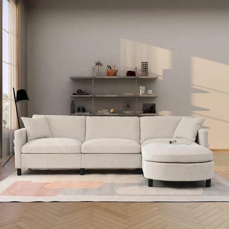 107.87" Sectional Sofa with Removable Seat and Back Cushions, Includes 1 Ottoman - image 1