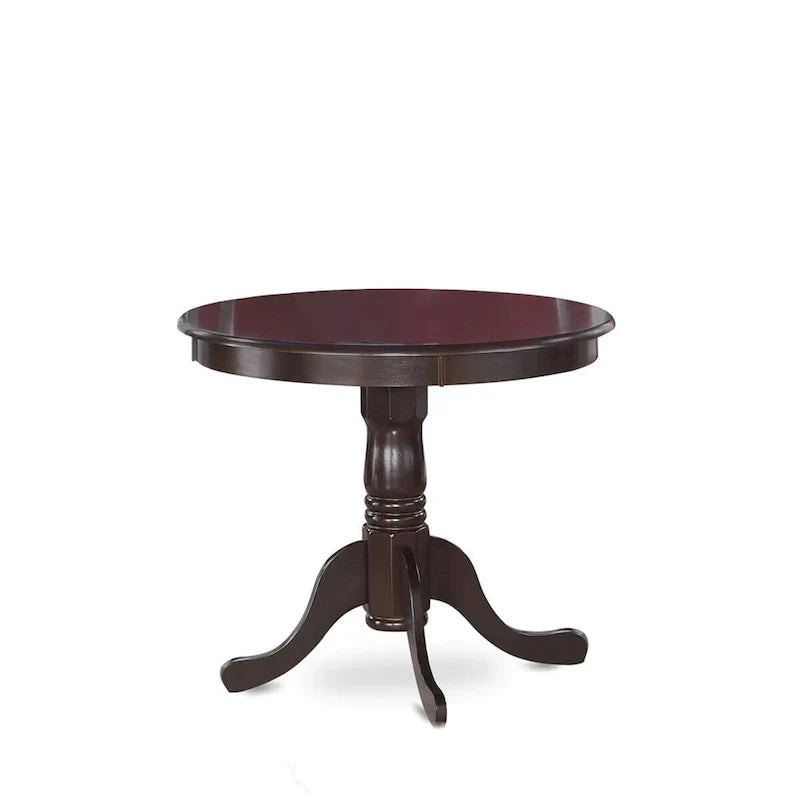 East West Furniture 5-Piece Round Dining Set - Cappuccino Kitchen Table with 4 Chairs (Seat Options Available) - image 3