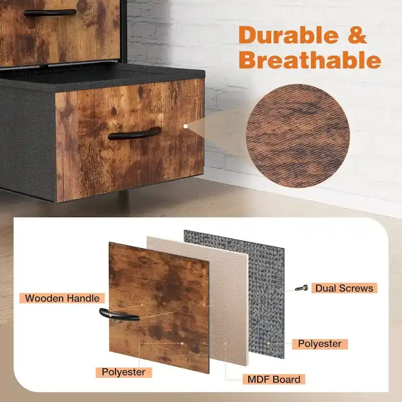 8-Drawer Tall Fabric Dresser with Wood Top and Sturdy Steel Frame - Stylish Bedroom Storage Solution - image 14
