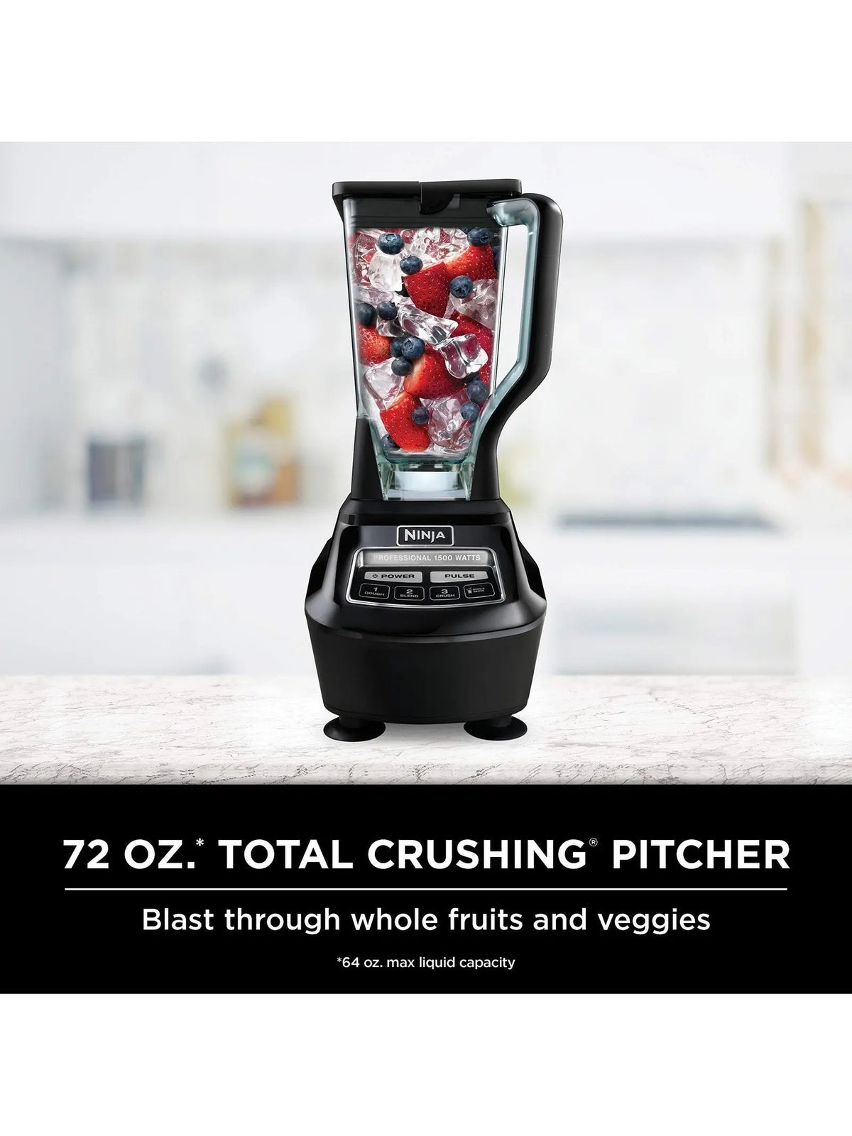 1500W, 4 Functions for Smoothies, Processing, Dough, Drinks & More, with 72 oz.* Blender Pitcher, 64 oz. Processor Bowl, (2) 16 oz. To Go Cups & (2) Lids, Black - image 2