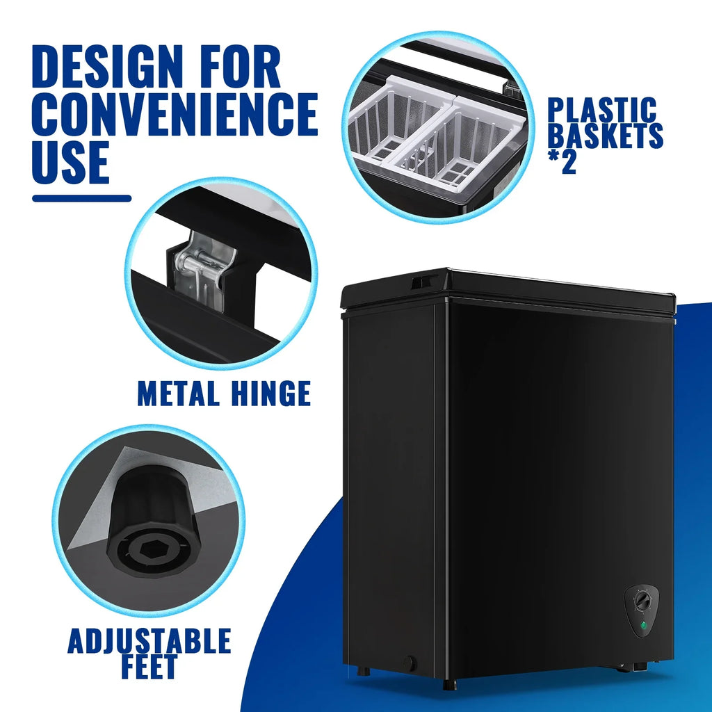 3.6 Cu.ft Chest Mini Freezer with Wheels Deep Freezer for Bulk Storage Top Open Door 2 Removable Baskets 7 Modes Temperature for Home Apartment Kitchen Black - image 4