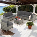 Ainfox 7 Pcs Outdoor Patio Furniture Sofa Set on Sale, Grey Rattan Grey Cushion - image 1