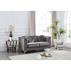 Velvet Button-Tufted Pompano Loveseat - image 2