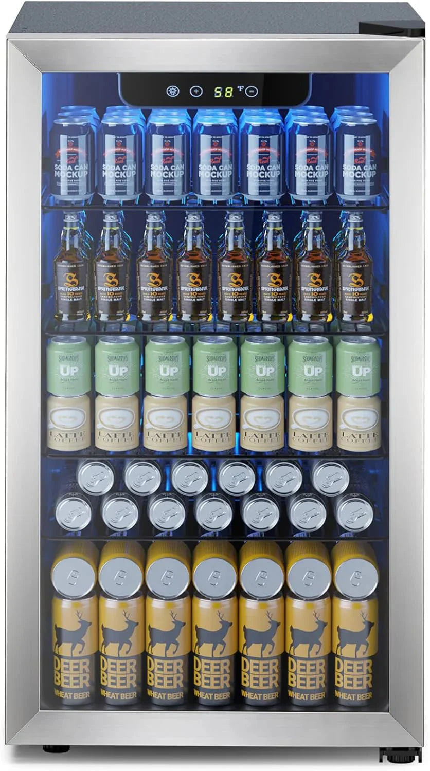 Mini Fridge 130 Can Beverage Refrigerator Cooler, 3.2 Cu.Ft Drink Fridge for Soda Wine Beer, Adjustable Temperature Control for Home Office, Black - image 4